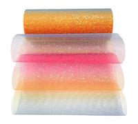 Hsthe Sea Rainbow Glitter Tulle Roll 15cm x 10 Yards Glitter Mesh Tulle Scroll Shiny Tulle Ribbon Roll Sequin Fabric Roll for Bridal Bow Skirt Gift Wrap Wedding Party Decoration Rainbow