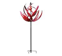Hsthe Sea Wind Spinner,360 Degree Rotatable Metal Yard Garden Spinners,Thickened Rod Wiindy Ornaments,Lotus Appearance Spinning Sculpture for Lawns/Patio/Garden décor - Red
