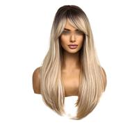 Hsthe Sea Women'S Gradient Wigs Black Gradient Blonde Bangs Hair Tail Curls Natural And Realistic Synthetic Wigs