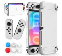 HSTOP Switch OLED Case Compatible with Nintendo Switch OLED, Switch OLED Cover with 6 Thumb Stick Caps, Protective Cover Case for Nintendo Switch OLED, Hard PC Material, Dockable Switch OLED Cover