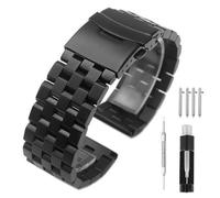 Hstrap Brushed 26mm Stainless Steel Watch Band, Solid Quick Release Watch Bracelet Strap Double Locking Clasp Replacement Strap Black for Men Women