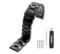 Hstrap Heavy Solid Stainless Steel Watch Band 22mm 24mm 26mm Black Silver Brushed Watch Bands Double Locking Clasp Strap for Men (Black, 20mm)