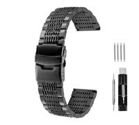 Hstrap Stainless Steel Watch Band 18mm 20mm 22mm 24mm Solid Mesh Watch Bands Silver Black Metal Watch Bracelet Deployment Buckle Brushed Polished Strap for Men Women, Black, 20mm, Classic