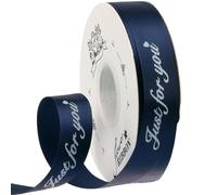 HSTWODE 1 Inch Wide Satin Ribbon "Just for You" Personalised Grosgrain Valentine Ribbon 25 Yard for Gift Wrapping Cake Box Sheets (Navy Blue)