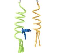 HSTWODE 1 Piece Extra Long Bird Rope Perch, Bird Spiral Rope Swing Toy, Bird Cage Stand Pole Accessories, (Green with Yellow, 1.5 m and 1 Metre)