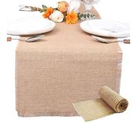 HSTWODE 1 Piece Jute Table Runner, 25 x 183-1000 cm, Natural Jute Ribbon Table Runner for Various Desk Sizes, Table Decoration, Garden Party, Wedding, Vintage, Spring, Summer, Autumn (25 x 275 cm)