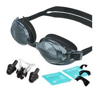 HSTWODE 1 Piece Optical Swimming Goggles with Prescription -1.5 to -9.0, Anti-Fog UV Protection, One Piece Swimming Goggles with Earplugs for Men and Women (Black, -6.0)