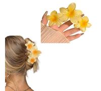 HSTWODE 1 Piece Plastic Large Flower Hair Clips, Flower Hair Clips, Women's Non-Slip Hair Clips, Hair Clips, Elegant Hair Accessories (Yellow)