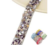 HSTWODE 1 Piece Sparkling Rhinestone Ribbon, 2 cm × 2/6Yd Bling Crystal Rhinestone Ribbon Crystal Rhinestone Trim Diamond Sticker Hot Press Heating Tape for DIY Crafts, Wedding Accessories (6 Yards