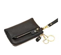 HSTWODE 1 x Cowhide Leather Coin Purse, 14 cm x 10 cm Vintage Leather Wallet for Women, 10 Colours Available, Women's Leather Wallet with Zip, black, 14cm×10cm, Modernity
