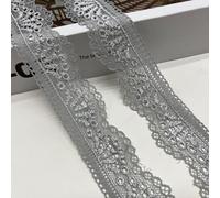 HSTWODE 3 cm 5/10 Yards Lace Ribbon, 12 Colours Lace Trim, Elasticity Lace Fabric, Sold by the Metre, Trims and Ribbons for Sewing, Elastane, Lace Vintage Lace Border for DIY (Grey, 5 Yards)