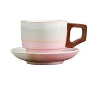 HSTWODE Ceramic Coffee Set with Cups and Saucers, for Espresso, Latte Art and Afternoon Tea, Barista Accessories, for Barista and Home (Pink)