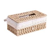 HSTWODE Cosmetic Tissue Box, Tissue Box, Tissue Box Made of Paper Rope, Rattan Tissue Box, Handwoven Tissue Box, for Dining Room, Bathroom, Office (Brown, Large)