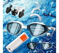 HSTWODE Optical Swimming Goggles with Optical Corrective Lenses | Diopters: -0 to -6.0 | Anti-Fog | Anti-Fog UV Protection | Super Fit | Includes Stable Box (Lake Blue White, -6.0)