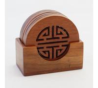 HSTWODE - Pack of 6 Coffee Coasters Funny Coasters for Glasses - Glass Coasters Glass Square Coasters Wooden Round Coasters Wood Glass Coasters Wood Oval (Round)