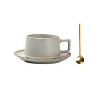 HSTWODE Set of 1 Coffee Mug with Saucers with a Small Metal Spoon Vintage Texture Ceramic Coffee Mug Matte Gloss Multicoloured Mix Porcelain Cup Suitable Pension Café Furnishings (#6)