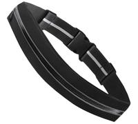 HSTWODE Slim Running Belt, Runner Belt Bag for Women and Men, Reflective Running Belt for Workout Jogging with Headphone Port, Black, M, Stylish