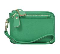 HSTWODE Women's Purse, 13.5 cm x 9 cm, Vintage Leather Purse for Women, 10 Colours Available, Women's Leather Purse with Zip, Green, 13.5cm×9cm, Modernity