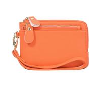 HSTWODE Women's Purse, 13.5 cm x 9 cm, Vintage Leather Purse for Women, 10 Colours Available, Women's Leather Purse with Zip, orange, 13.5cm×9cm, Modernity
