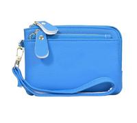 HSTWODE Women's Purse, 13.5 cm x 9 cm, Vintage Leather Purse for Women, 10 Colours Available, Women's Leather Purse with Zip, blue, 13.5cm×9cm, Modernity