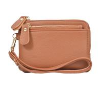 HSTWODE Women's Purse, 13.5 cm x 9 cm, Vintage Leather Purse for Women, 10 Colours Available, Women's Leather Purse with Zip, brown, 13.5cm×9cm, Modernity