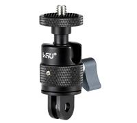 HSU 1/4" Screw Camera Mount Adapter with 360° Ball Head for Action Cameras | Aluminium Alloy Extension Arm Accessory for Action Cameras GoPro MISSION 1 PRO, Hero 13/12/, Insta 360 X5/X4/X3（Grey Knob）