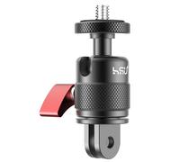 HSU 1/4" Screw Camera Mount Adapter with 360° Ball Head for Action Cameras | Aluminium Alloy Extension Arm Accessory for Action Cameras GoPro MISSION 1 PRO, Hero 13/12/, Insta 360 X5/X4/X3（Red Knob）