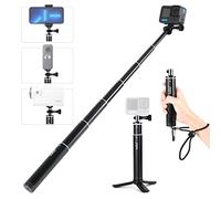 HSU 25"/64cm Mini Tripod Selfie Stick for Go Pro Hero 13/12/11/10/9/Max2, Osmo Action 5 Pro/4/3, Insta 360 Ace Pro 2, Action Camera 2-in-1 Extendable Vlog Handle Stand for Travel