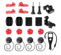 HSU Accessories Mounts Kit for Go Pro, Quick Release Buckle Clips Flat Curved Adhesive Mounts Tethers Safety Pads for most Action Cameras