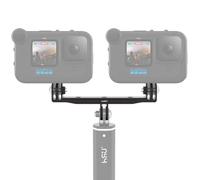 HSU Aluminium Alloy Twin Dual Mount Adapter for GoPro Action Cameras(117mm) | Longer Double Bracket for Most Action Cameras, Compatible with Media Mod Metal Protective Frame or Waterproof Housing