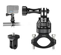HSU Aluminium Handlebar Mount Kit for GoPro Insta 360 Osmo Action Cameras | 360 Degree Horizontal Rotation Clamp Mount with 1/4" Screw Camera Adapter for Bike/Bicycle/Motorcycle for 22-32mm Pole