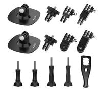 HSU Flexible Helmet Mounts Kit for GoPro Insta 360 Osmo Action Cameras | 12-IN-1 Adhesive Mounts with 1/4" Adapter and Extension Arms Sticky Attachment Accessories Set for Flat Curved Surfaces
