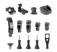 HSU Grab Bag Basic Camera Accessories Mount Kit for GoPro Action Cameras | 14-IN-1 Action Camera Accessories Set, Quick Release Buckle Clip, Extension Arm, Tripod Mount, 1/4" Camera Adapter and Screws