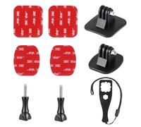 HSU Helmet Mounts with 3M Adhesive Stick Pads Kit for GoPro Action Cameras | Flat & Curved Adhesive Mounts with Thumbscrews for Osmo Action Cameras, Ideal for Helmets and Snowboard Surfaces