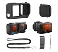 HSU Silicone Sleeve Case for GoPro Mission 1/ GoPro Mission 1 Pro | Battery Side Cover & Screen Protectors & Lens Caps & Lanyard, GoPro MISSION 1 Protective Accessories Kit