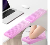Hsurbtra L-Shaped Desk Elbow Pad, 2-Piece Soft Memory Foam Elbow Support Padding with Non-Slip Rubber Base, Ergonomic Desk Edge Cushion Wrist Rest for Office, Home, Work, Gaming, Gradient Pink