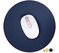 Hsurbtra Mouse Pad, Double-Sided PU Leather Small Round Mousepad 22cm, Anti-Slip Waterproof Mouse Mat, Pretty Cute Mouse Pad for Office Home Gaming Laptop Men Women Kid,Blue&Yellow