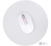 Hsurbtra Mouse Pad, Double-Sided PU Leather Small Round Mousepad 22cm, Anti-Slip Waterproof Mouse Mat, Pretty Cute Mouse Pad for Office Home Gaming Laptop Men Women Kid,White&Silver