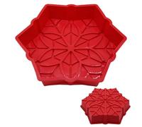 HSU'S Christmas Silicone Baking Mould, 8 Cavities with Gingerbread Man, Bell, Star, Platinum Silicone, Snowman, Red (Snowflake Baking Mould)