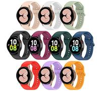 HSWAI 10-Pack Compatible with Samsung Galaxy Watch 4 Band / Classic Bands, Color Clasp Soft Silicone Sport Replacement for Bands 40mm 44mm 42mm 46mm Women Men, Color buckle-M / L, wine red