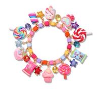 HSWE Colorful Candy Beaded Bracelets for Women Fun Novelty Sweet Candy Lollipop Marshmallow Cake Pendant Elastic Stretch Bracelet Kawaii Cute Friendship Party Bangle Wrist Jewelry, adjustable, clay