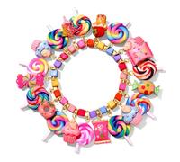 HSWE Colorful Candy Beaded Bracelets for Women Fun Novelty Sweet Candy Lollipop Marshmallow Cake Pendant Elastic Stretch Bracelet Kawaii Cute Friendship Party Bangle Wrist Jewelry, adjustable, clay