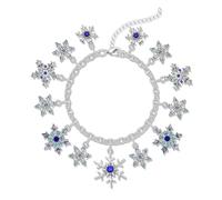 HSWE Crystal Snowflake Bracelet Sparkle Rhinestone Winter Party Flower Snowflakes Charms Friendship Bangle Bracelets for Women Christmas Holiday Birthday Party Wrist Jewelry Gifts, adjustable, clay