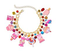 HSWE Lollipop Candy Charm Bangle Bracelets Funny Colorful Beads Sweet Candy Lollipop Marshmallow Cake Link Chain Friendship Bracelet Novelty Cute Bangle Wrist Jewelry Gift, adjustable, clay, no