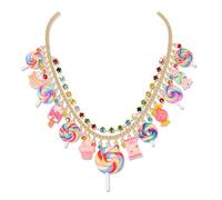 HSWE Lollipop Candy Layered Necklaces for Women Novelty Colorful Crystal Beads Sweet Candy Lollipop Cake Pendant Choker Necklace Cute Funny Birthday Halloween Holiday Party Jewelry Gift, adjustable