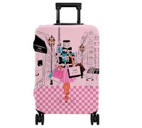 hswosnas Luggage Cover Approved Go Cute Travel Suitcase Protector Elastic Washable Luggage Protector for Luggage Suitcase, Pink Plaid, M(21-24in)
