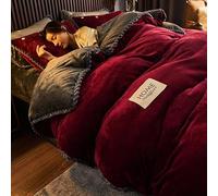 HSWOYEA Teddy Bear Fleece Bedding-Single Teddy Fleece Duvet Set-Luxury Plush Duvet Cover Set 4pcs Comforter Cover Bedspread Bed Skirt Pillow Shams Ultra Soft Velvet Bedding Set-Single Bed