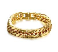 HSWYFCJY cuban Link Chunky bracelet for men 12mm, Gold mens chain bracelets stainless steel 18cm Hip Hop Jewellery for Men Boys Teen with Gift Box
