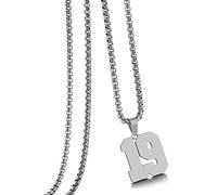 HSWYFCJY Gold Number Necklace for Men,Stainless Steel Athletes Number Chain Charm Pendant Personalized Sports Jewelry for Boy Basketball Baseball Football Ice Hockey, Stainless Steel, No Gemstone