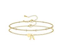 HSWYFCJY Gold/Silver Initial Heart Bracelets for Women,Layered Personalized Letter A-Z Bracelets Stainless Steel Christmas Birthday Gifts for Grandkids Women Teen Girls Teenage Jewelry